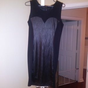 H&M Bodycon black dress leather look
